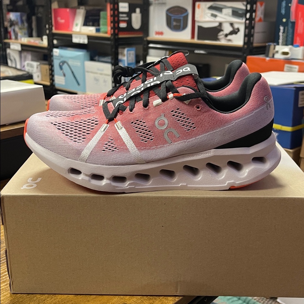 ON Cloud surfer Athletic Shoes - Red and White